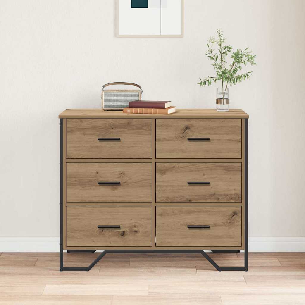 Příborník 6-Zásuvka Artisanový Dub 91 X 35,5 X 74,5 Cm
