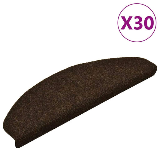 Schodové Rohože Samolepicí 30 Ks 65 X 21 X 4 Cm Hnědé, Půlkulaté, Velké