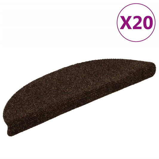 Schodové Rohože Samolepicí 20 Ks 56 X 17 X 3 Cm Hnědé Půlkulaté