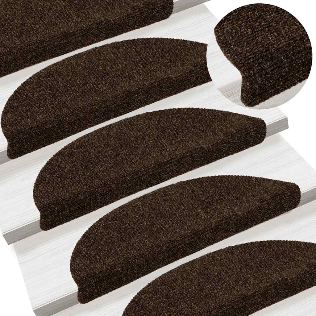 Schodové Rohože Samolepicí 20 Ks 56 X 17 X 3 Cm Hnědé Půlkulaté