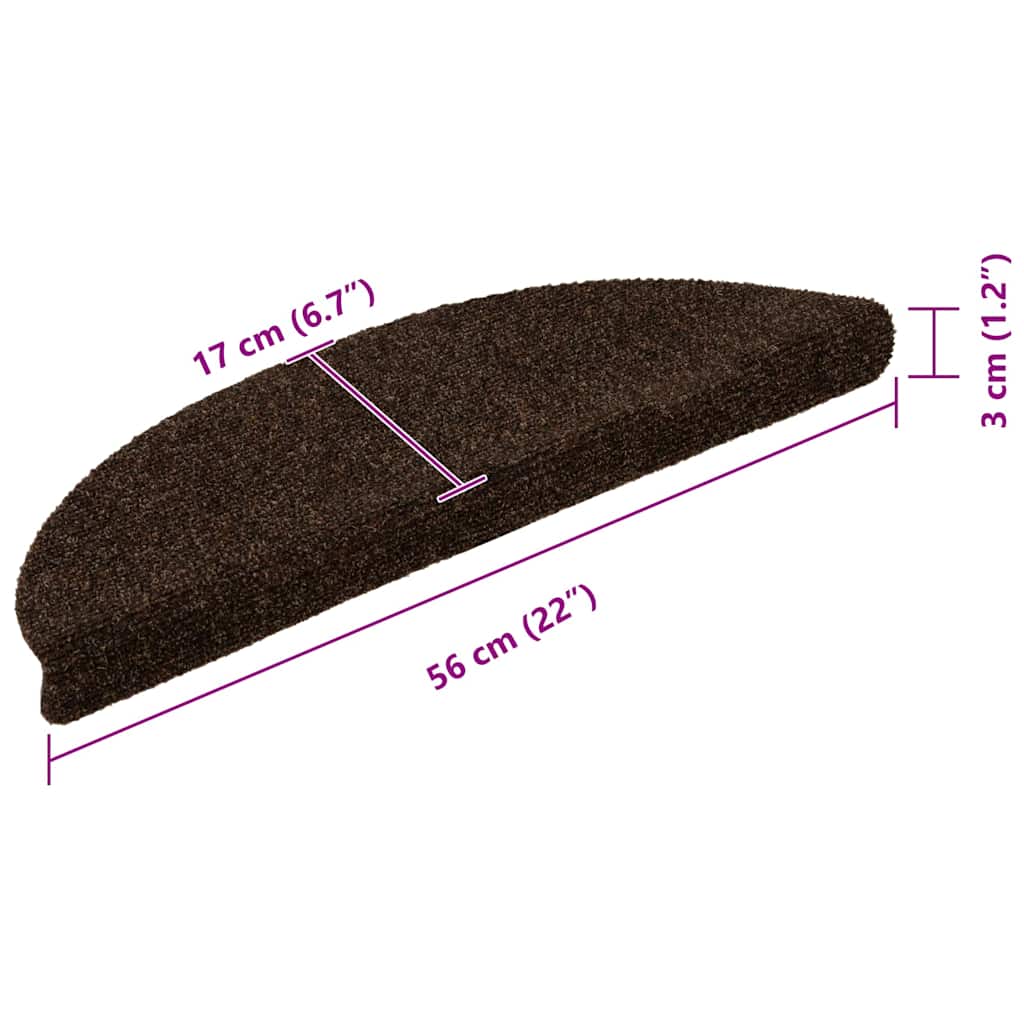 Schodové Rohože Samolepicí 20 Ks 56 X 17 X 3 Cm Hnědé Půlkulaté