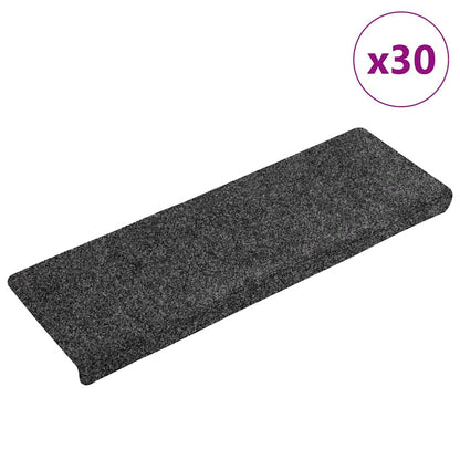 Schodové Rohože Samolepicí 15 Ks 65 X 21 X 4 Cm Tmavě Šedé S Obdélníkovým Okrajem