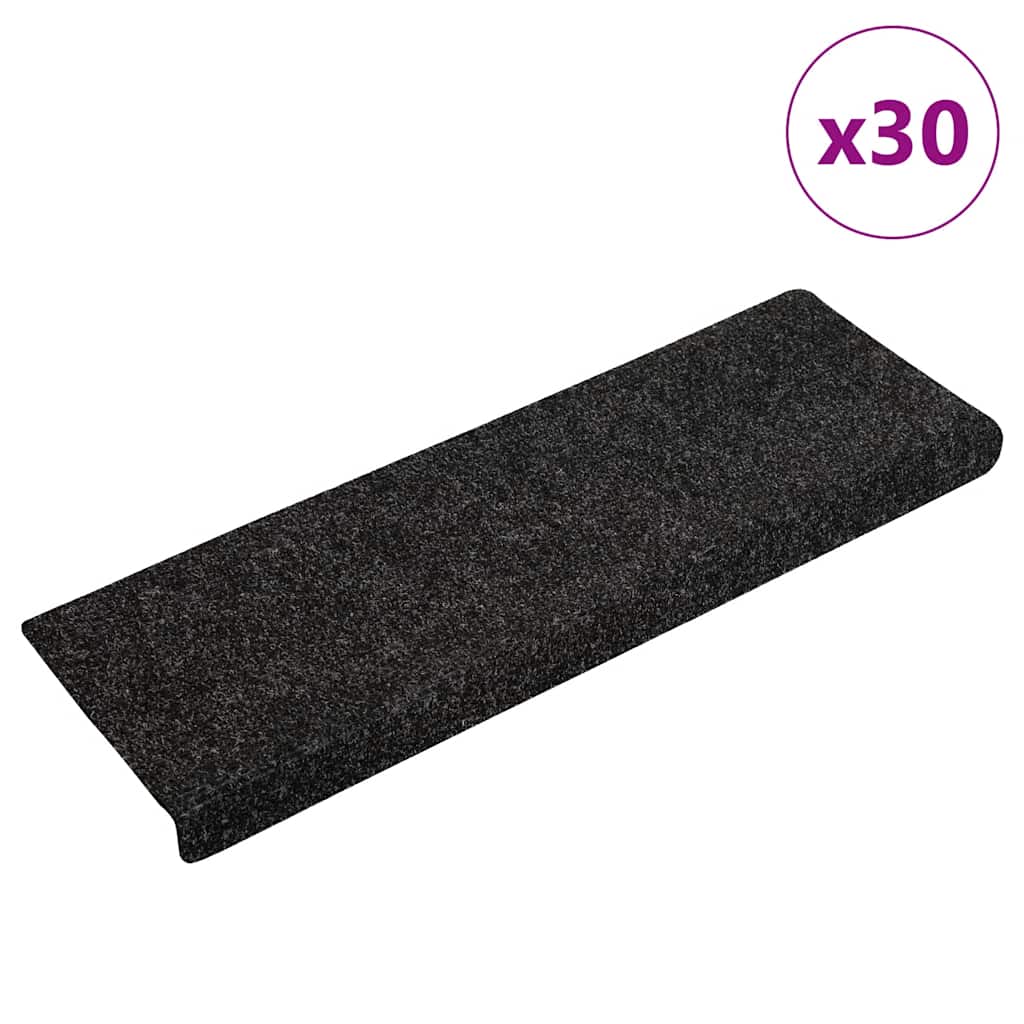 Schodové Rohože Samolepicí 15 Ks 65 X 21 X 4 Cm Tmavě Šedé S Obdélníkovým Okrajem