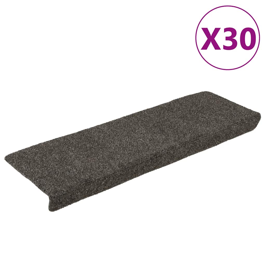 Schodové Rohože Samolepicí 15 Ks 65 X 21 X 4 Cm Tmavě Šedé S Obdélníkovým Okrajem