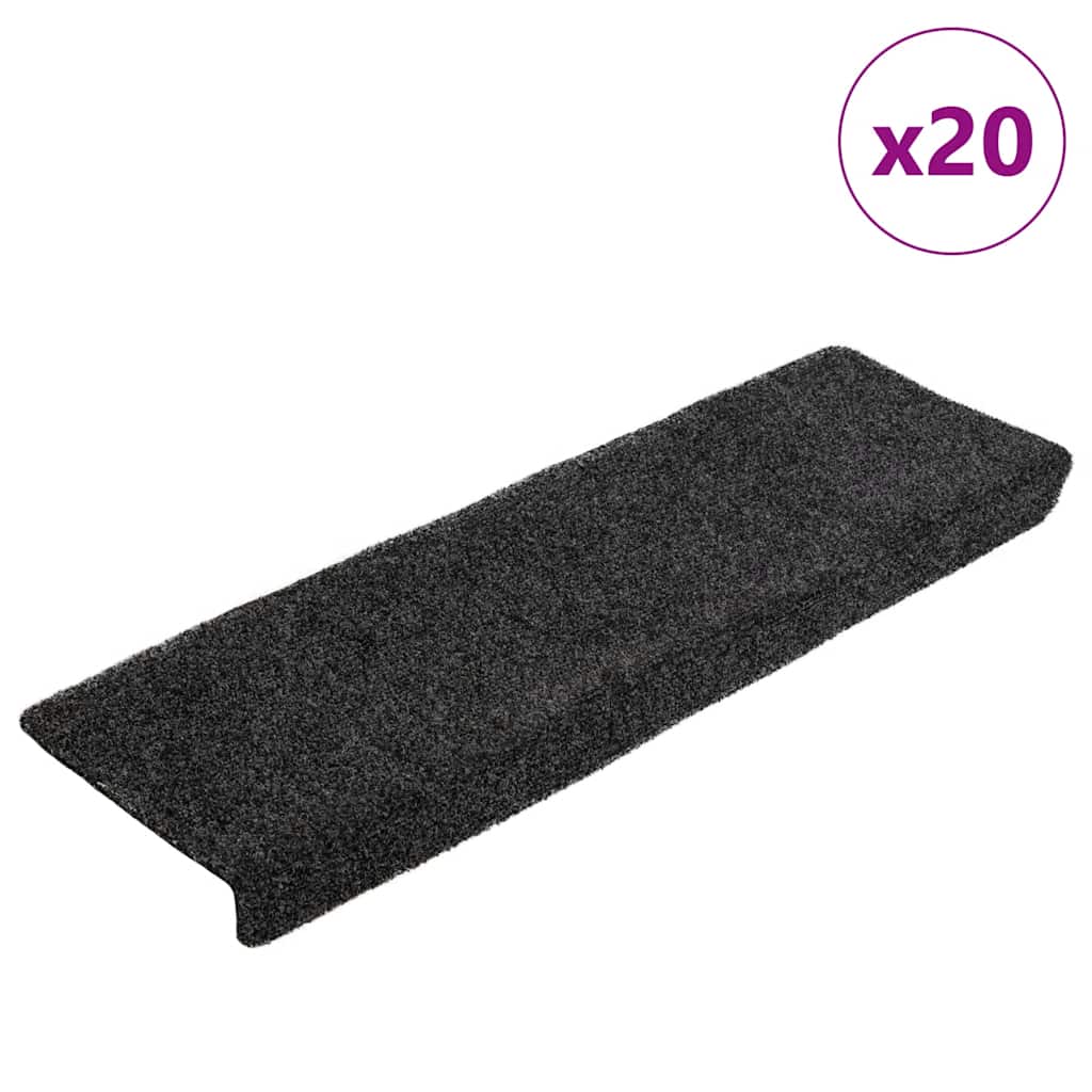 Schodové Rohože Samolepicí 15 Ks 65 X 21 X 4 Cm Tmavě Šedé S Obdélníkovým Okrajem