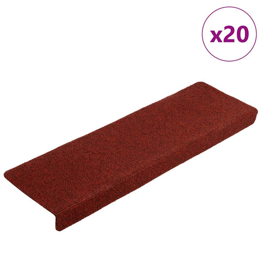 Schodové Rohože Samolepicí 20 Ks 65 X 21 X 4 Cm Bordó Červená S Obdélníkovým Okrajem