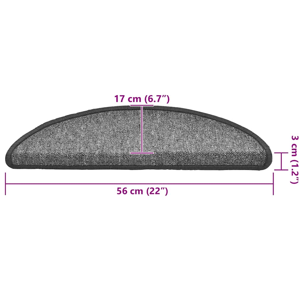 Rohože Na Schody 30 Ks Tmavě Šedé 56X17X3 Cm Tlumeně Bílá