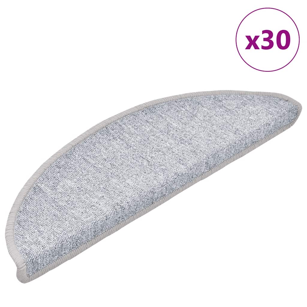 Rohože Na Schody 30 Ks Světle Šedé 56X17X3 Cm Tlumeně Bílá