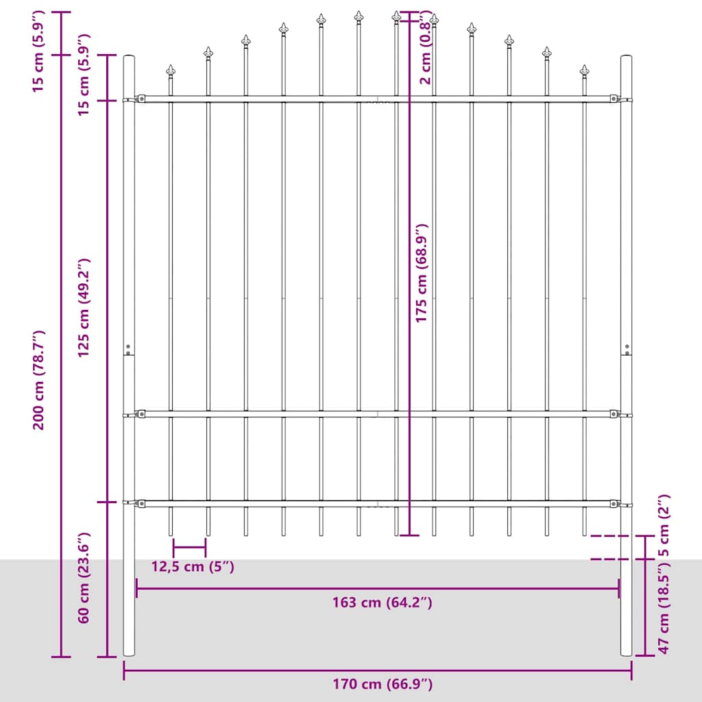 Zahradní Plot Woerden 4 Ks 170 X 215 Cm Práškově Lakovaná Ocel