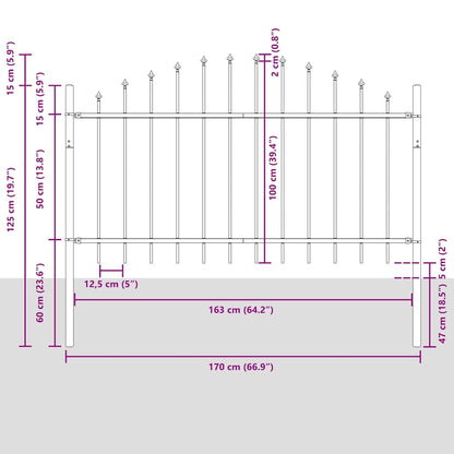 Zahradní Plot Woerden 6 Ks 170 X 140 Cm Práškově Lakovaná Ocel