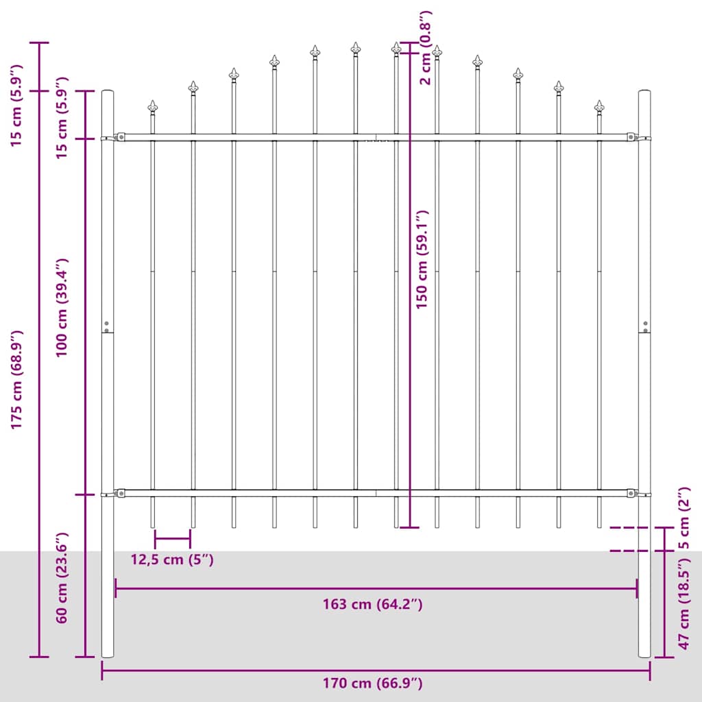 Zahradní Plot Woerden 6 Ks 170 X 190 Cm Práškově Lakovaná Ocel