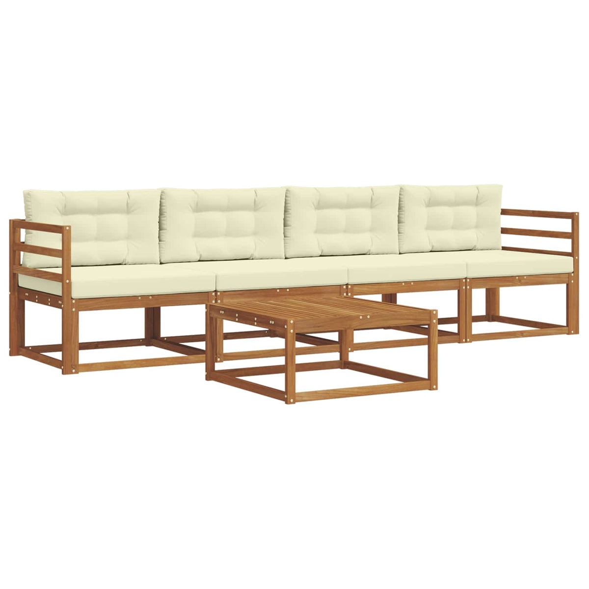 Venkovní Pohovková Souprava 5 Ks Přirozená A Krémová