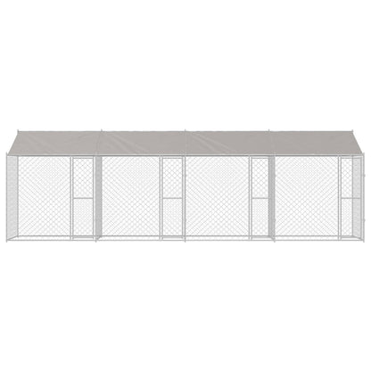 Psí Klec S Střechou Stříbrná 800 X 200 X 256 Cm Ocel A Pe