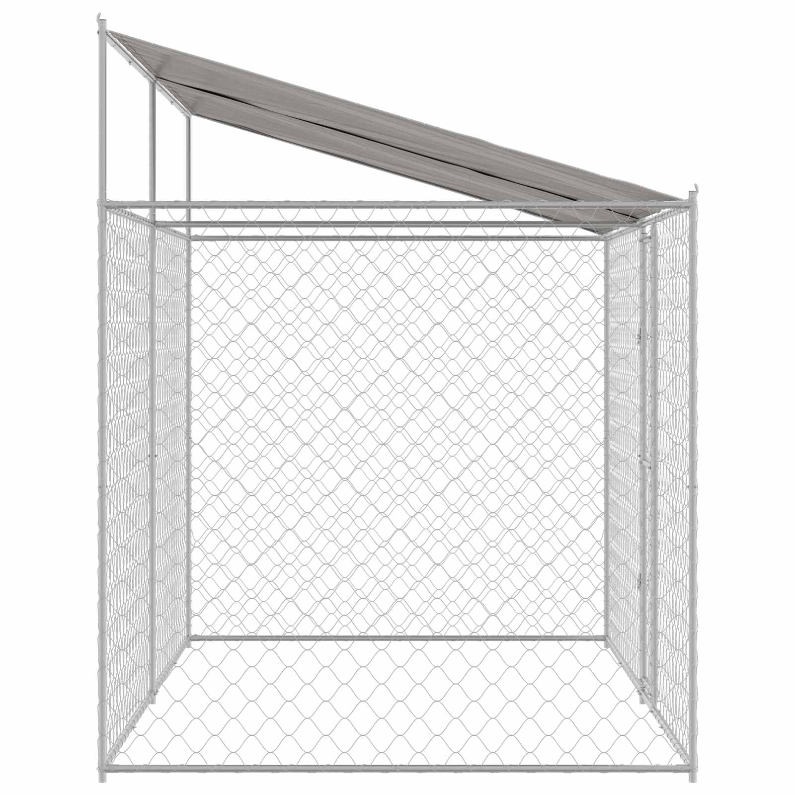 Psí Klec S Střechou Stříbrná 400 X 200 X 256 Cm Ocel A Pe