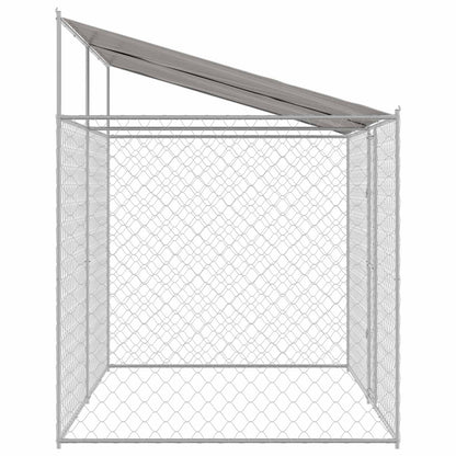Psí Klec S Střechou Stříbrná 400 X 200 X 256 Cm Ocel A Pe
