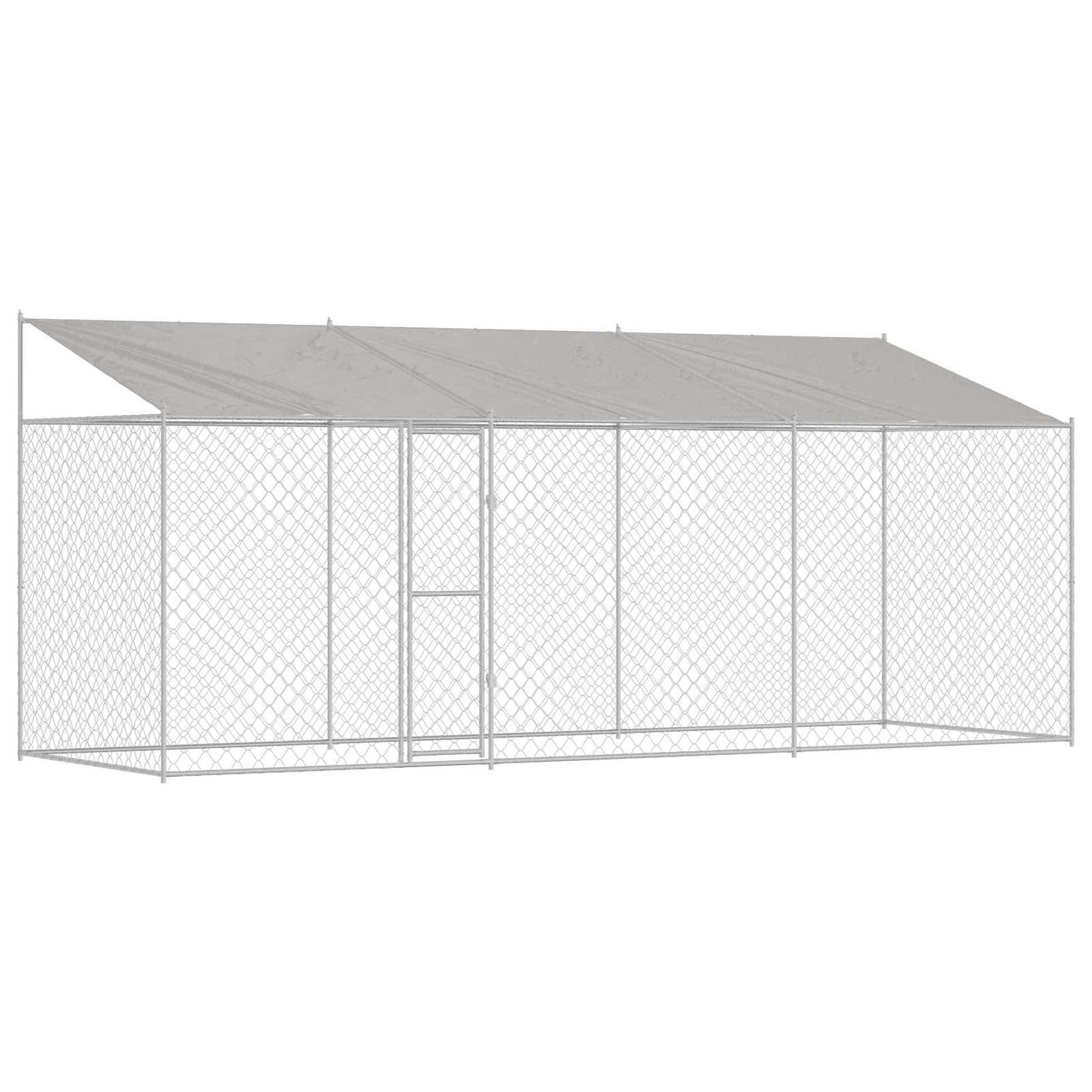 Psí Klec S Střechou Stříbrná 600 X 200 X 256 Cm Ocel A Pe