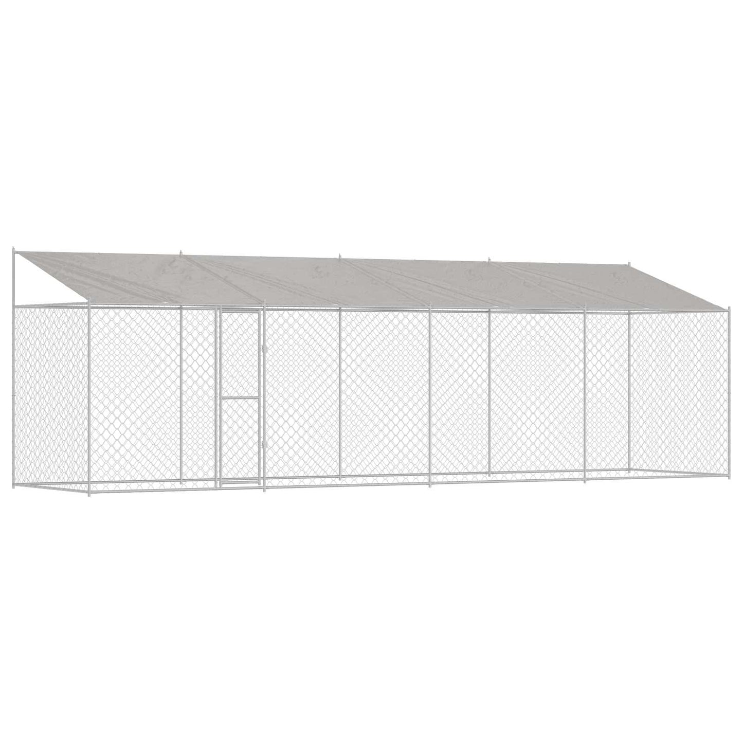 Psí Klec S Střechou Stříbrná 800 X 200 X 256 Cm Ocel A Pe