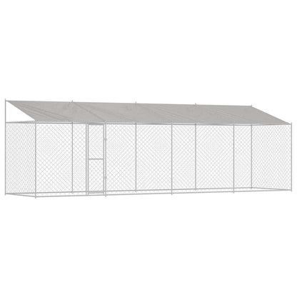 Psí Klec S Střechou Stříbrná 800 X 200 X 256 Cm Ocel A Pe