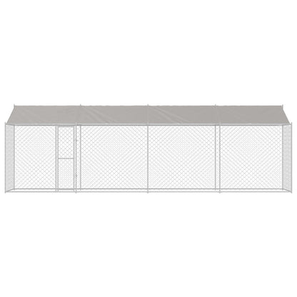 Psí Klec S Střechou Stříbrná 800 X 200 X 256 Cm Ocel A Pe