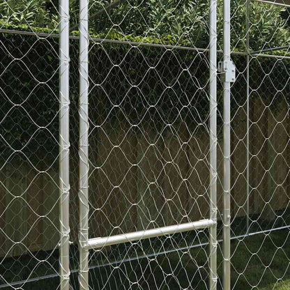 Psí Klec S Střechou Stříbrná 600 X 200 X 256 Cm Ocel A Pe