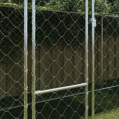 Psí Klec S Střechou Stříbrná 800 X 200 X 256 Cm Ocel A Pe