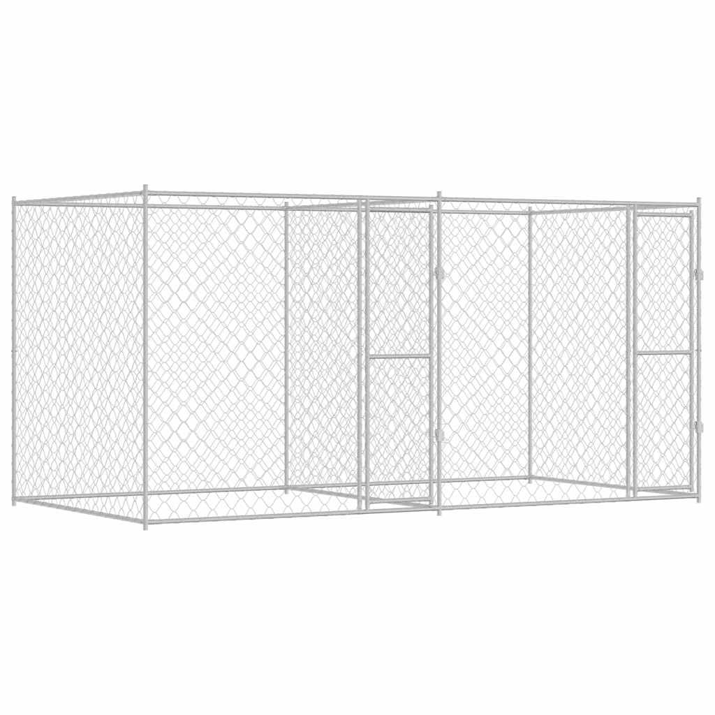 Klec Pro Psa Stříbrná 400 X 200 X 200 Cm Pozinkovaná Ocel