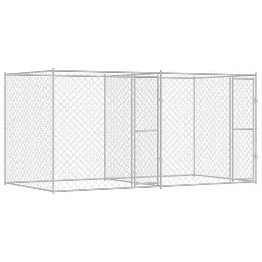 Klec Pro Psa Stříbrná 400 X 200 X 200 Cm Pozinkovaná Ocel