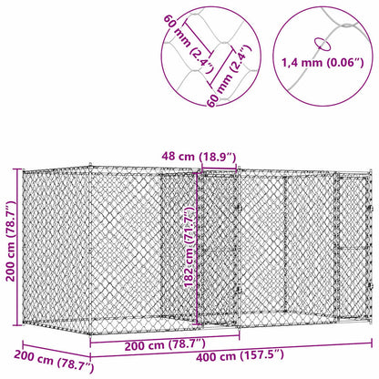 Klec Pro Psa Stříbrná 400 X 200 X 200 Cm Pozinkovaná Ocel
