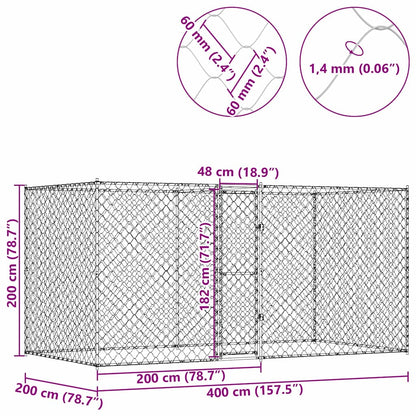 Klec Pro Psa Stříbrná 400 X 200 X 200 Cm Pozinkovaná Ocel