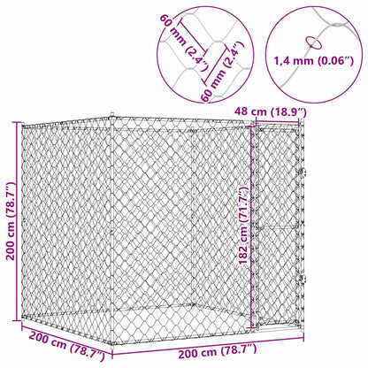 Klec Pro Psa Stříbrná 200 X 200 X 200 Cm Pozinkovaná Ocel