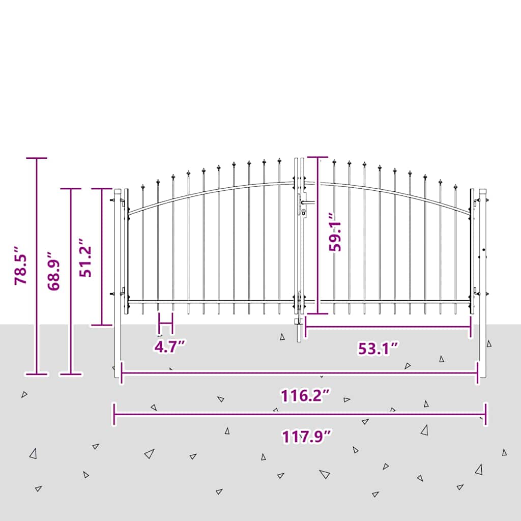 Dvojitá Brána Woerden 299,5 X 199,5 Cm Ocel Šedá Zamykatelné