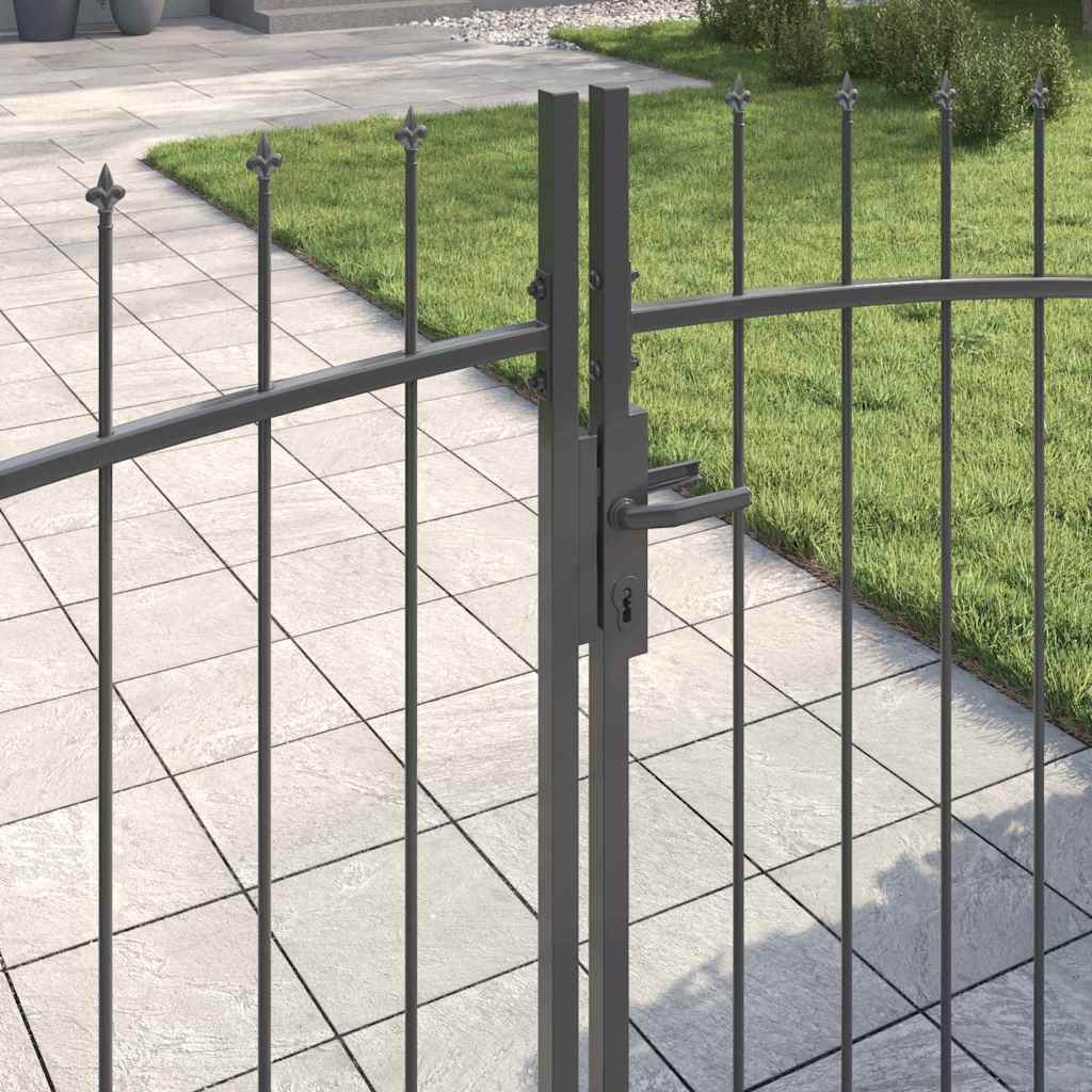 Dvojitá Brána Woerden 400 X 174,5 Cm Ocel Šedá Zamykatelné
