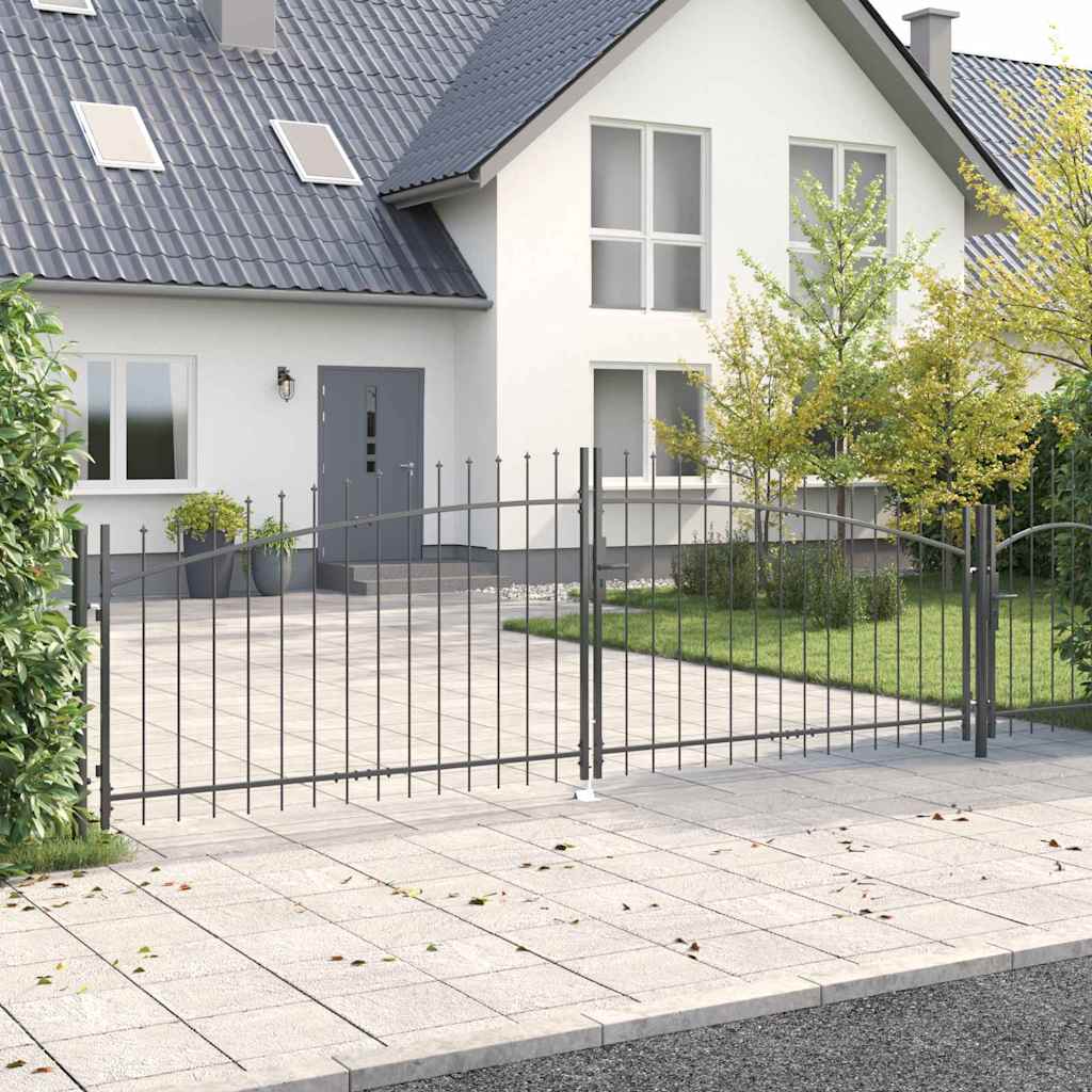 Dvojitá Brána Woerden 400 X 174,5 Cm Ocel Šedá Zamykatelné