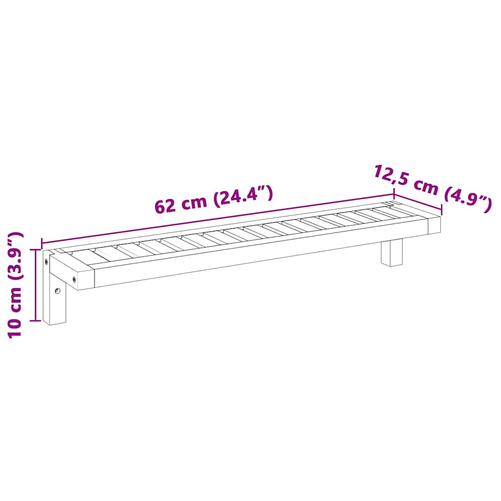 Závěsný Regál Na Zeď Nástěnný Přírodní 62 X 10 X 12,5 Cm