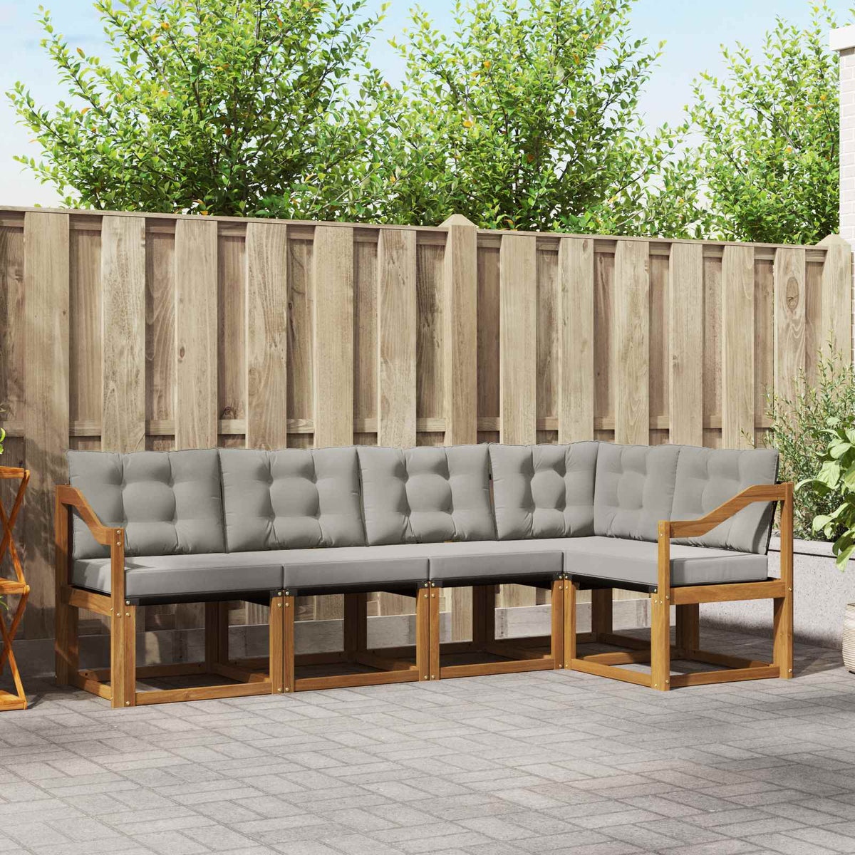Venkovní Pohovková Souprava 5 Ks Přirozená A Krémová