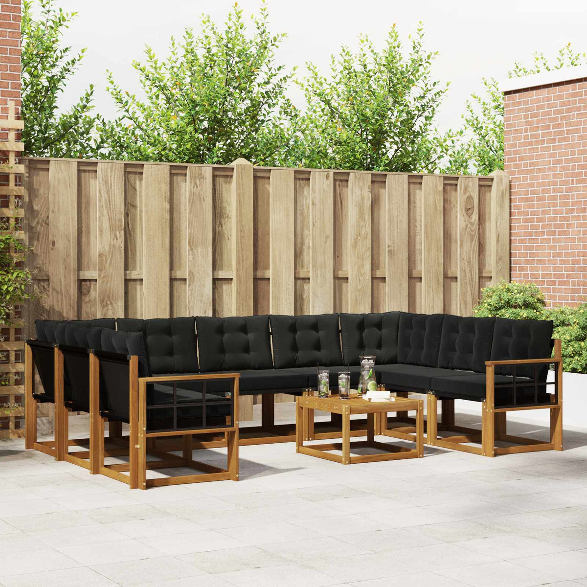 Venkovní Pohovková Souprava 10 Ks Přirozená A Krémová