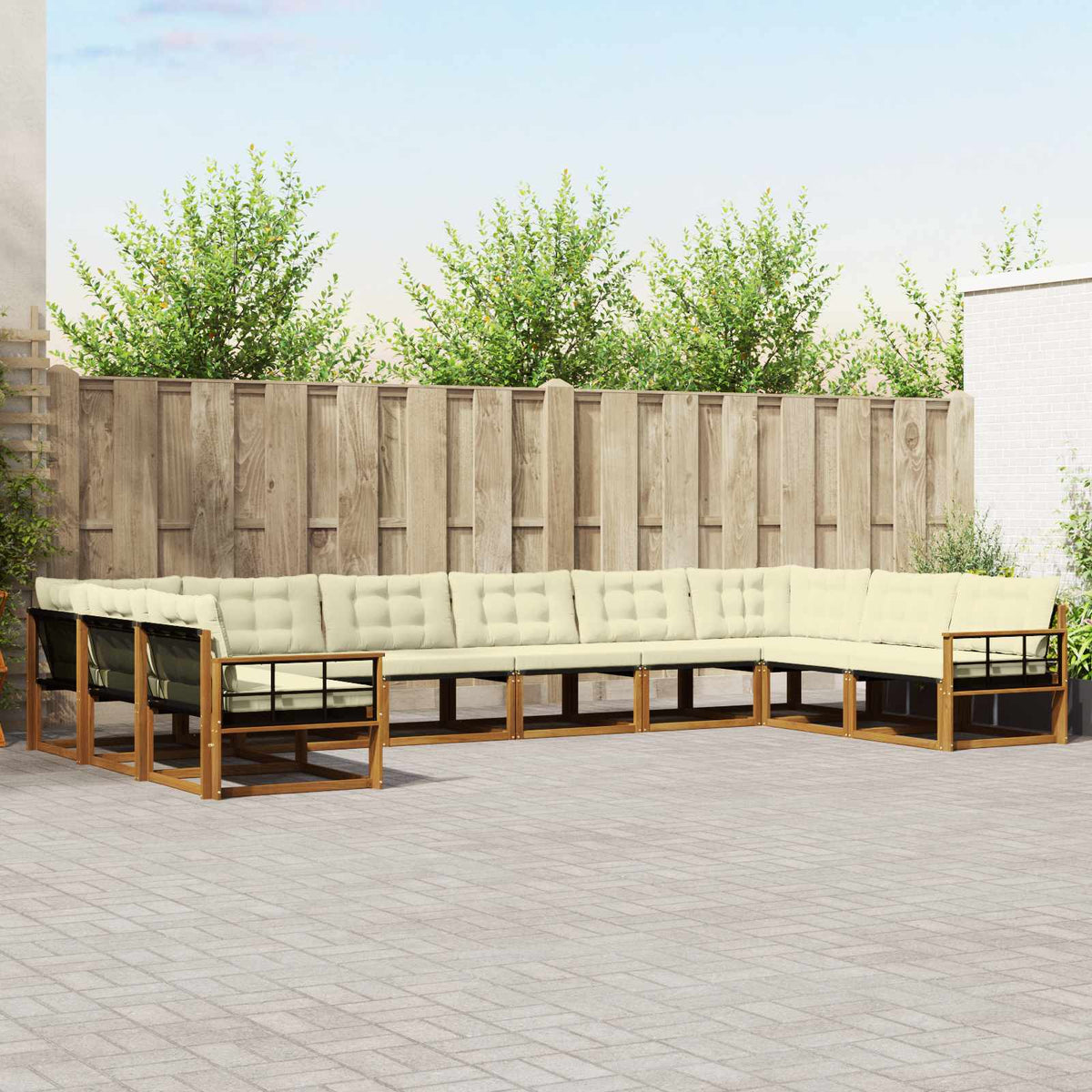 Venkovní Pohovková Souprava 10 Ks Přirozená A Krémová