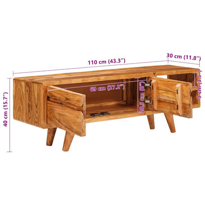 Televizní Skříň Hnědá 110 X 30 X 40 Cm Masivní Akátové Dřevo