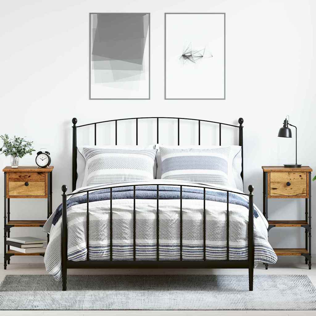 Noční Skříňka 2 Pcs Hnědá 33,5 X 36 X 70 Cm Dřevěný Materiál