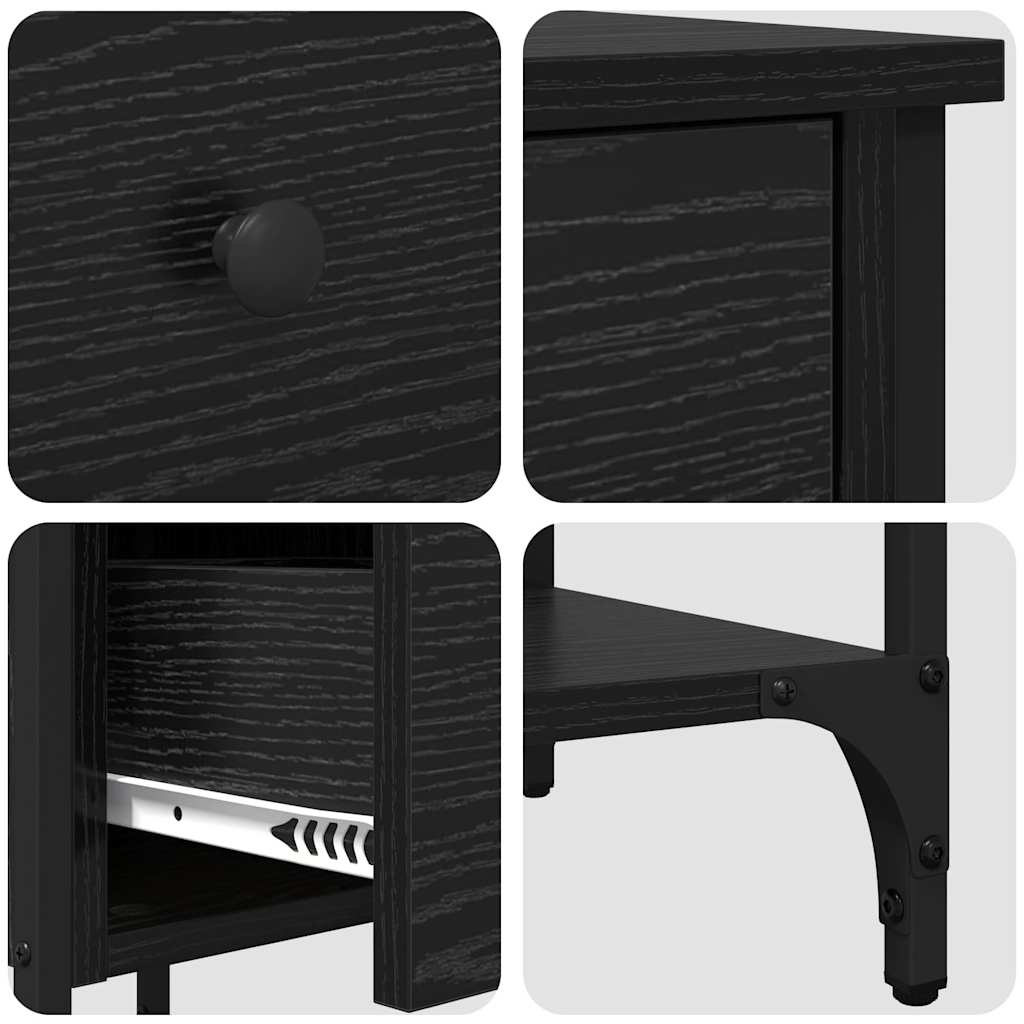 Noční Skříňka Se Zásuvkou 2 Pcs Černý Dub 33,5 X 36 X 70 Cm