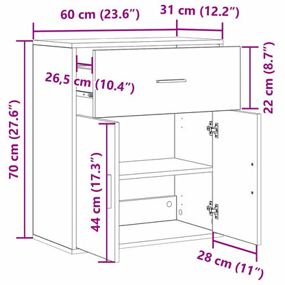 Servírovací Skříň Černý Dub 60 X 31 X 70 Cm Kompozitní Dřevo
