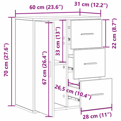 Servírovací Skříň Staré Dřevo 60 X 31 X 70 Cm Kompozitní Dřevo