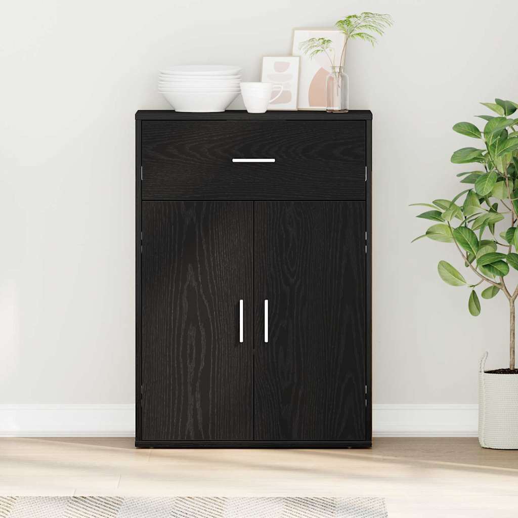 Servírovací Skříň Černý Dub 60 X 30 X 84 Cm Kompozitní Dřevo