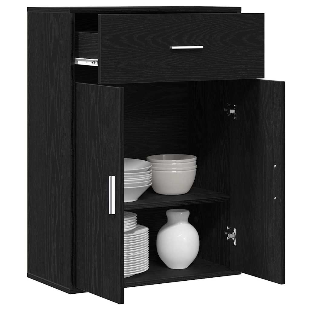 Servírovací Skříň Černý Dub 60 X 30 X 84 Cm Kompozitní Dřevo