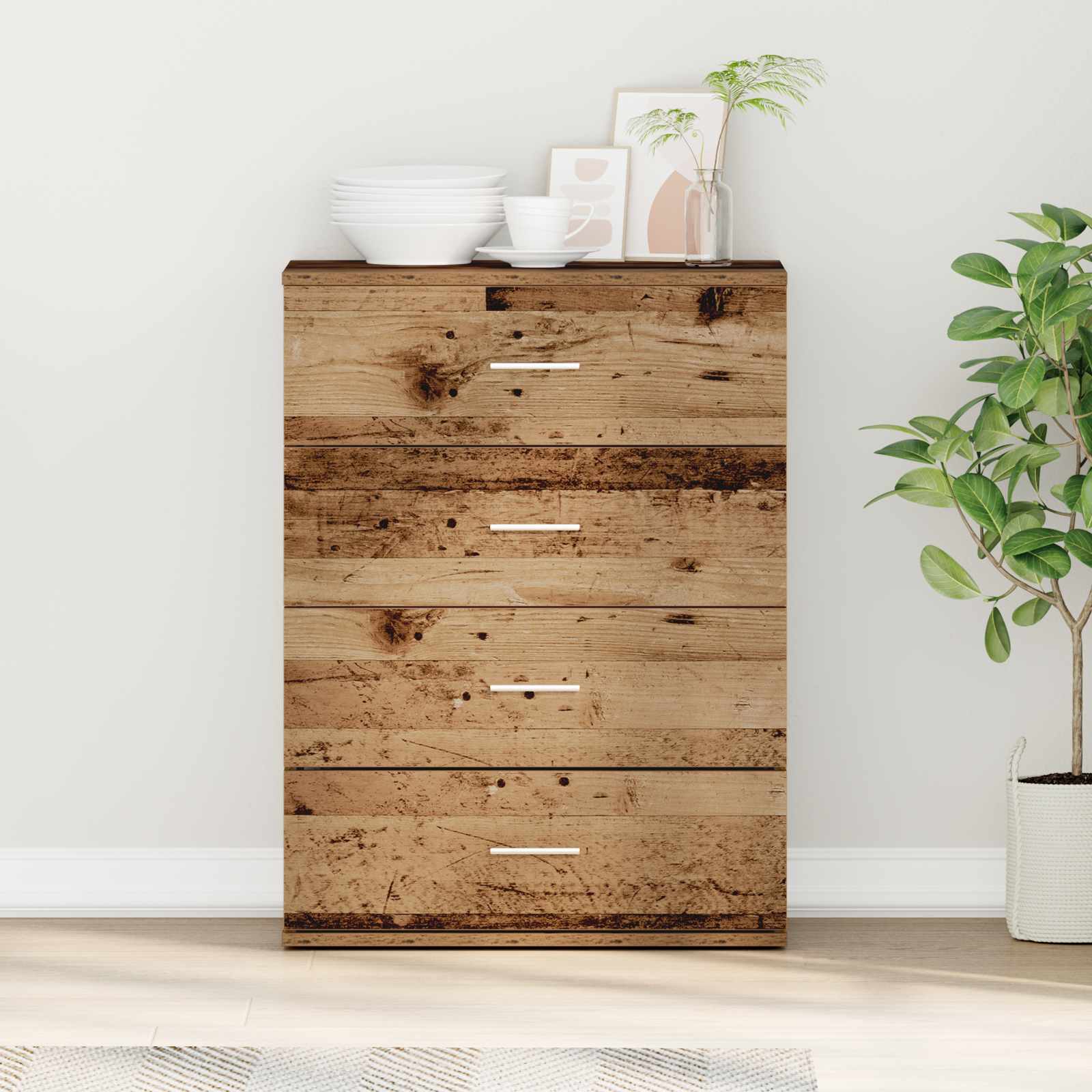 Servírovací Skříň Staré Dřevo 60 X 39 X 80 Cm Kompozitní Dřevo