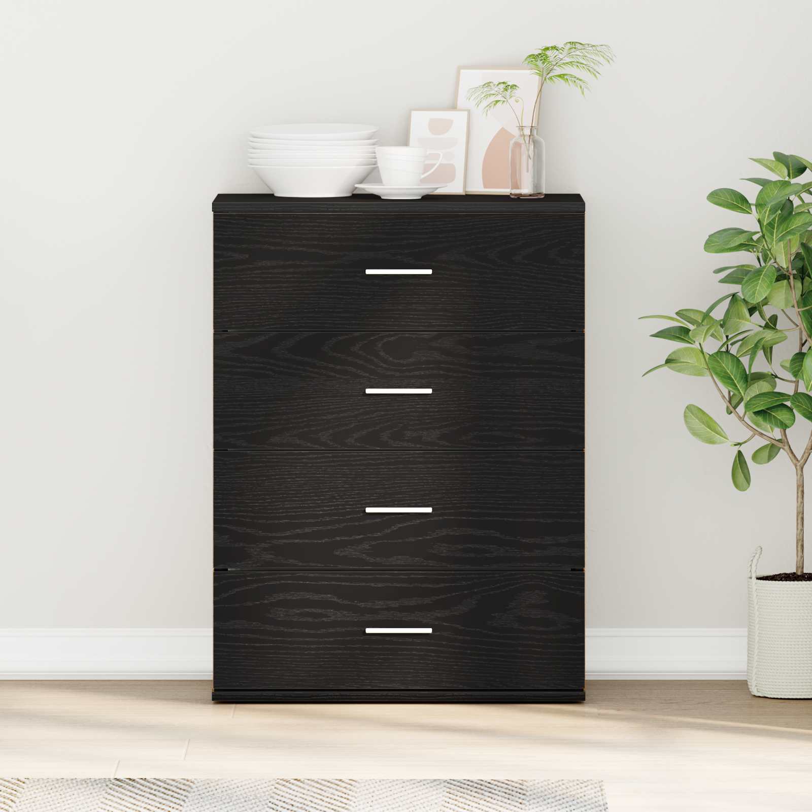Servírovací Skříň Černý Dub 60 X 39 X 80 Cm Kompozitní Dřevo
