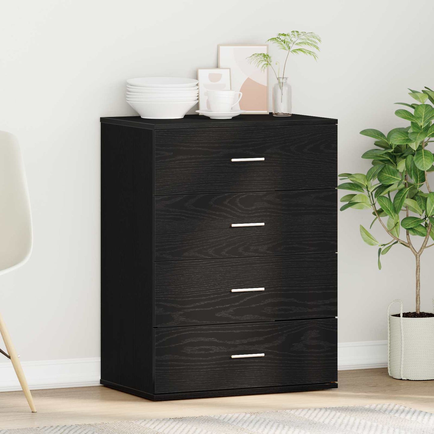 Servírovací Skříň Černý Dub 60 X 39 X 80 Cm Kompozitní Dřevo
