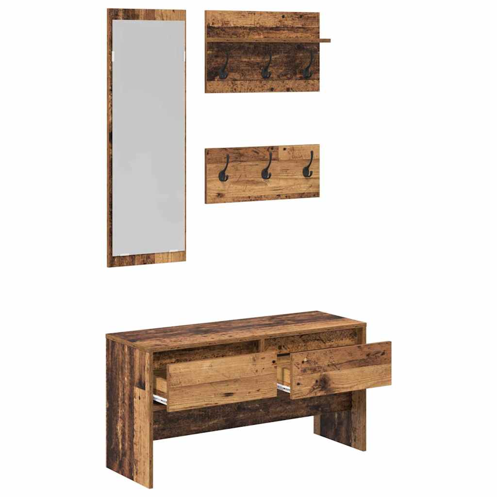 Sestava Nábytku Do Předsíně 4 Pcs Staré Dřevo 90 X 31 X 46,5 Cm