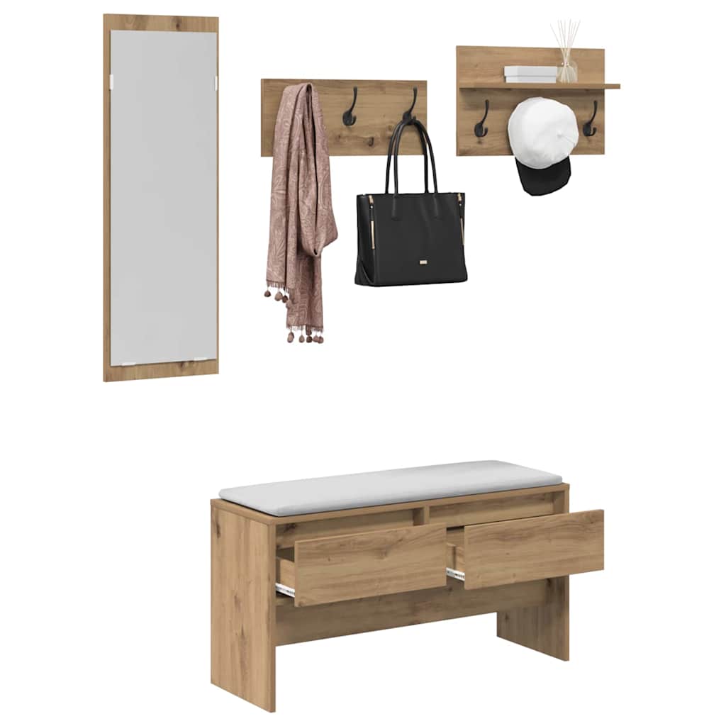 Sestava Nábytku Do Předsíně 4 Pcs Umělecký Dub Kompozitní Dřevo