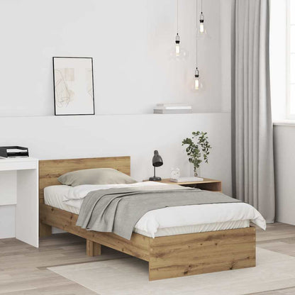 Rám Postele S Čelo Artisanový Dub 90 X 200 Cm Kompozitní Dřevo